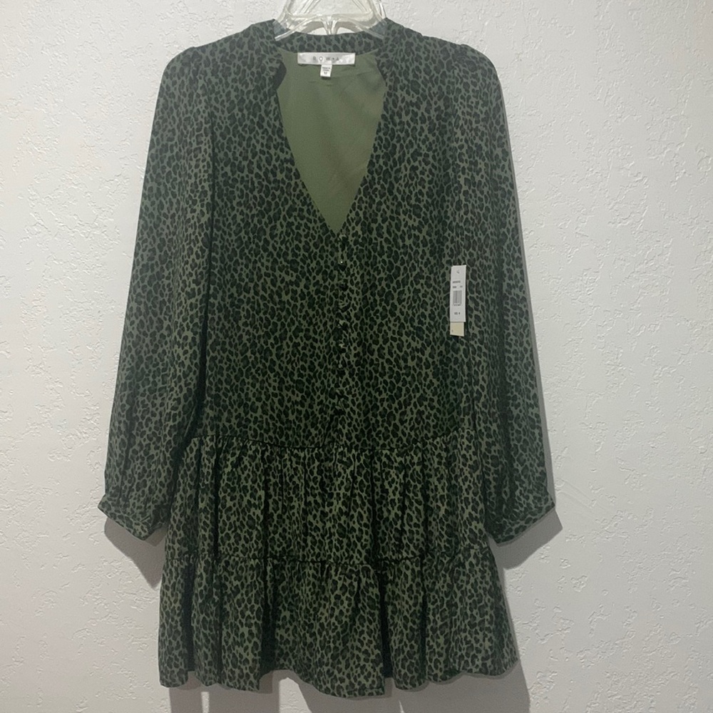 ROW A green cheetah print dress